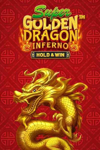 Cover van de gokkast Super Golden Dragon Inferno uit de lobby van Betrepublic, met een gouden draak in vuur
