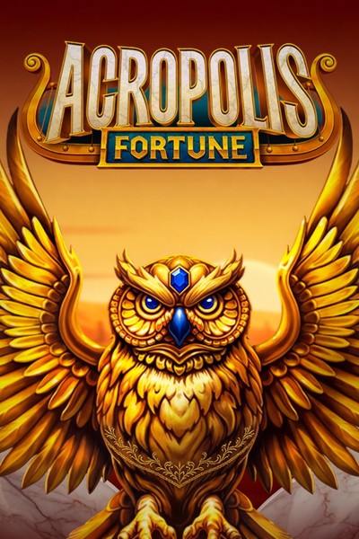 Cover van de gokkast Acropolis Fortune uit de lobby van Betwest, met Griekse zuilen en tempelschatten