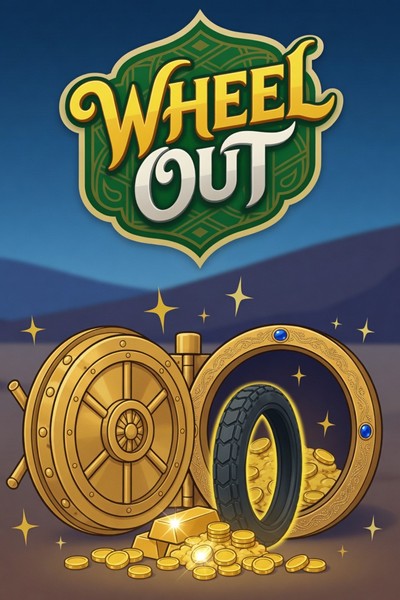 Cover van de gokkast Wheel Out uit de lobby van Casinova, met een gekleurd rad