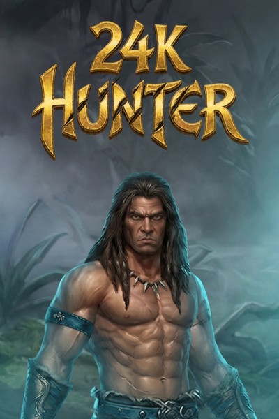 Cover van de gokkast 24K Hunter uit de lobby van Cleobetra, met een schatzoeker met goud