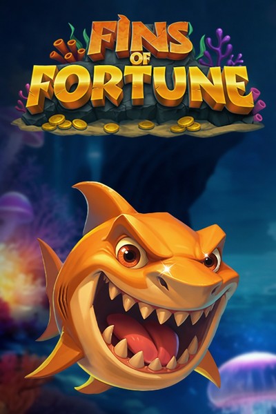 Cover van de gokkast Fins of Fortune uit de lobby van Kingmaker, met vissen en schelpen onder water