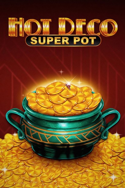 Cover van de gokkast Hot Deco Super Pot uit de lobby van Kingmaker, met een art-decolook in goud en zwart