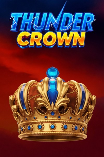 Cover van de gokkast Thunder Crown uit de lobby van Kingmaker, met een kroon met bliksemflitsen